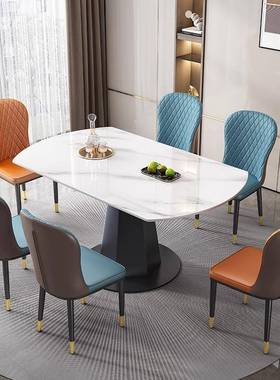 意式岩板轻餐桌奢现简约家用餐厅小户型63311旋转伸代可缩吃饭桌