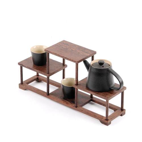 鸡翅木紫砂壶架子FUE摆件茶架具茶架实小博古木架多宝阁展示架底
