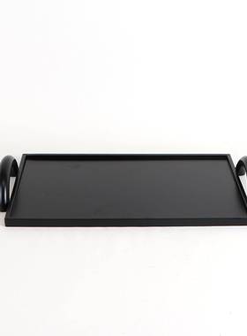 现代新中式黑色托饰摆件茶室客意厅创家居品样FND板盘房餐桌茶几