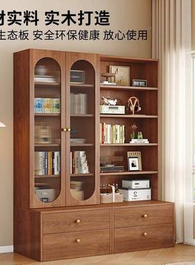 木卡座书柜架一体满墙展示书柜家用客厅落收地靠墙实柜ZAM子纳储