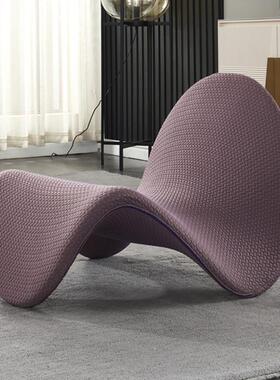 意式设计师单椅休闲椅椅网红舌椅厅QNN懒人造型客椅创意舌大头椅