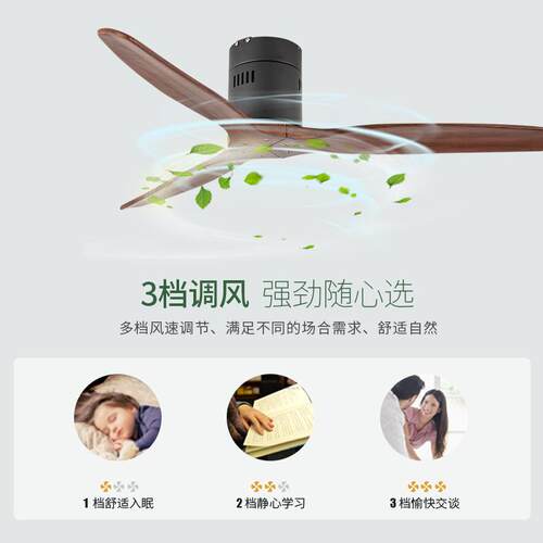 跨境CK-1101B带叶客厅风顶扇灯代简约木叶风扇灯卧室现书房餐厅吸