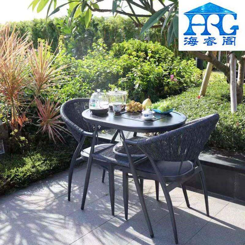 台创台小桌椅组合阳网红一桌二椅子意小VBW户型花园茶室外藤椅三