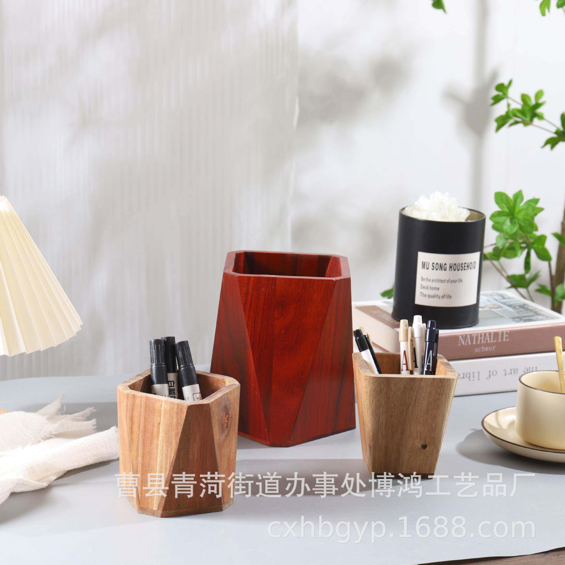 复新款古红花梨具木笔筒桌办公室面收纳盒学生BTL简约办公文收纳