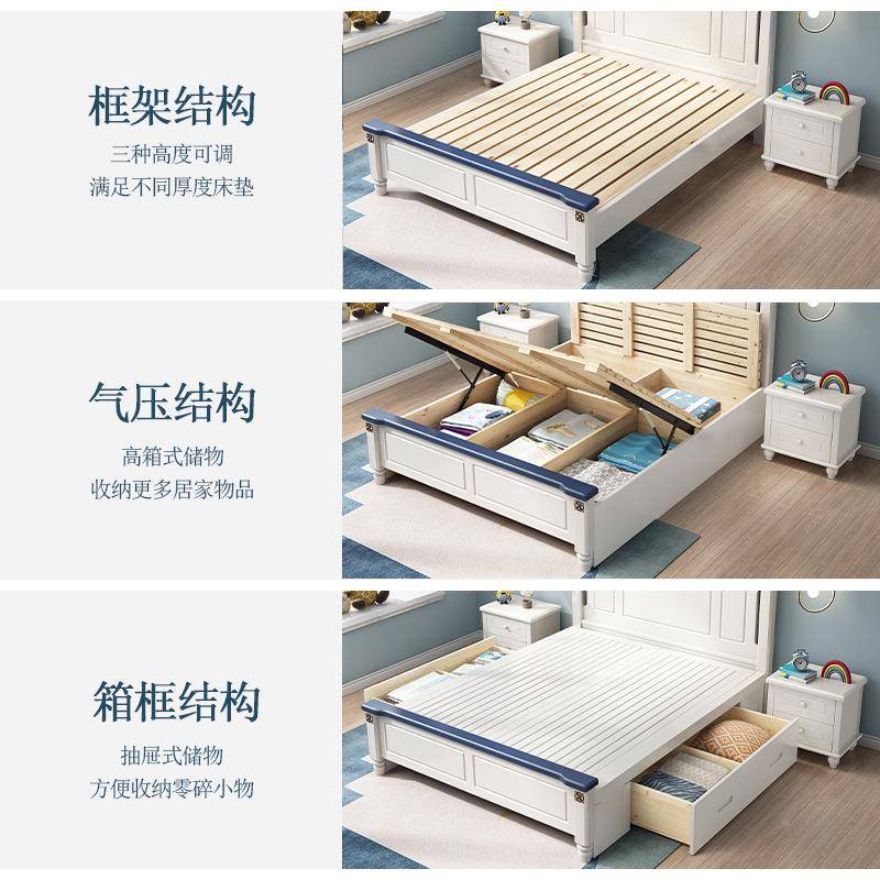 美式儿童男女床孩双人床1.床5米全实木VLL意式极简卧室1.孩2m公主