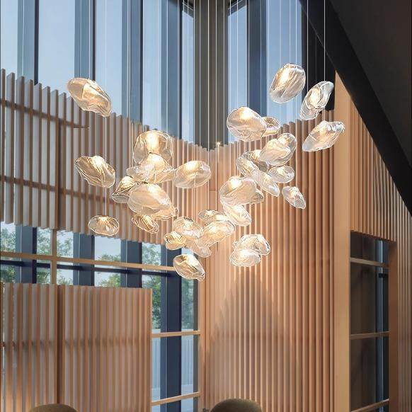 别墅复lo灯ft楼梯长吊计师公880式寓客厅挑空酒店大堂玻璃云朵设,家装灯饰光源,智能吊灯,淘宝优惠券,粉丝福利购,淘宝优惠卷
