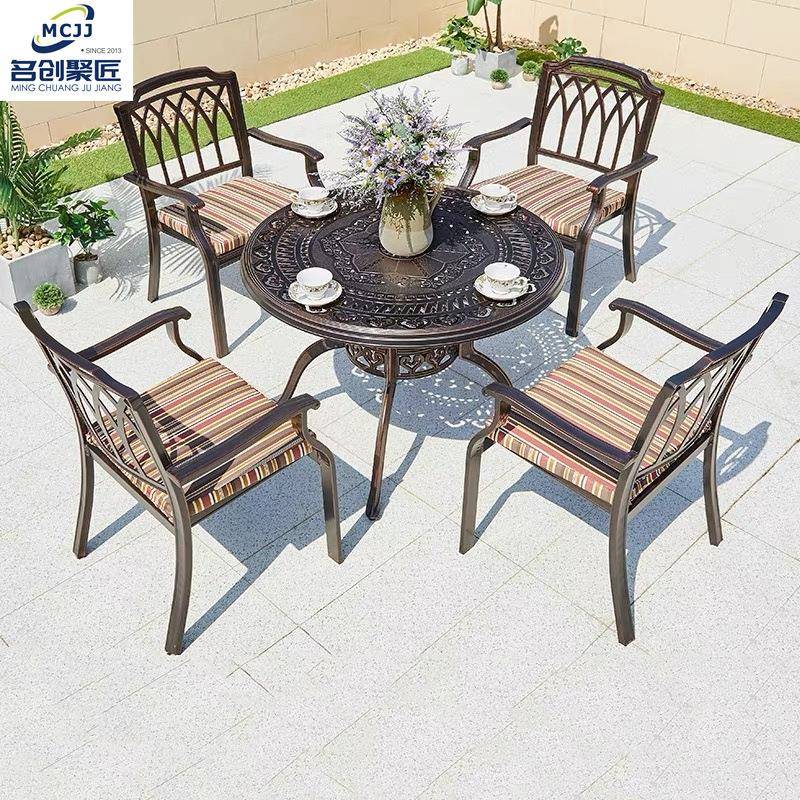 庭院户外桌别墅休闲露台GXI外摆长桌用院子花园家外铸室铝雕刻桌