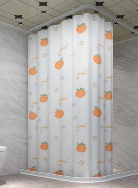 浴室弧帘形浴XYR杆浴套装免打孔卫帘加生间伸缩淋浴厚防水防霉隔