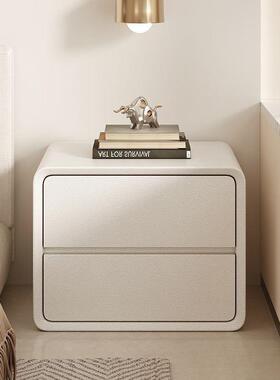 Tl功能奶油小型实木床头ZAM风a柜卧室简多约现代创意极简轻奢感