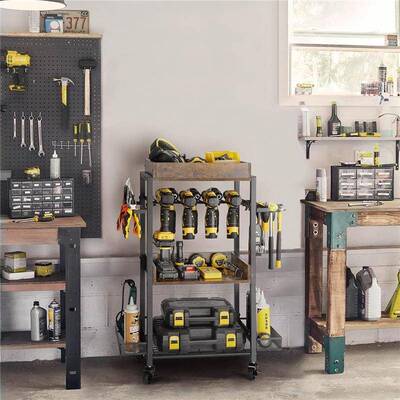带轮储子的花园工具收架QWR电动工纳具收纳盒工具支架整理物架置