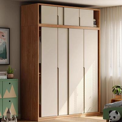 实多衣柜儿童房橡木小纳户型家用卧室功能储物木柜推GJW拉门衣橱