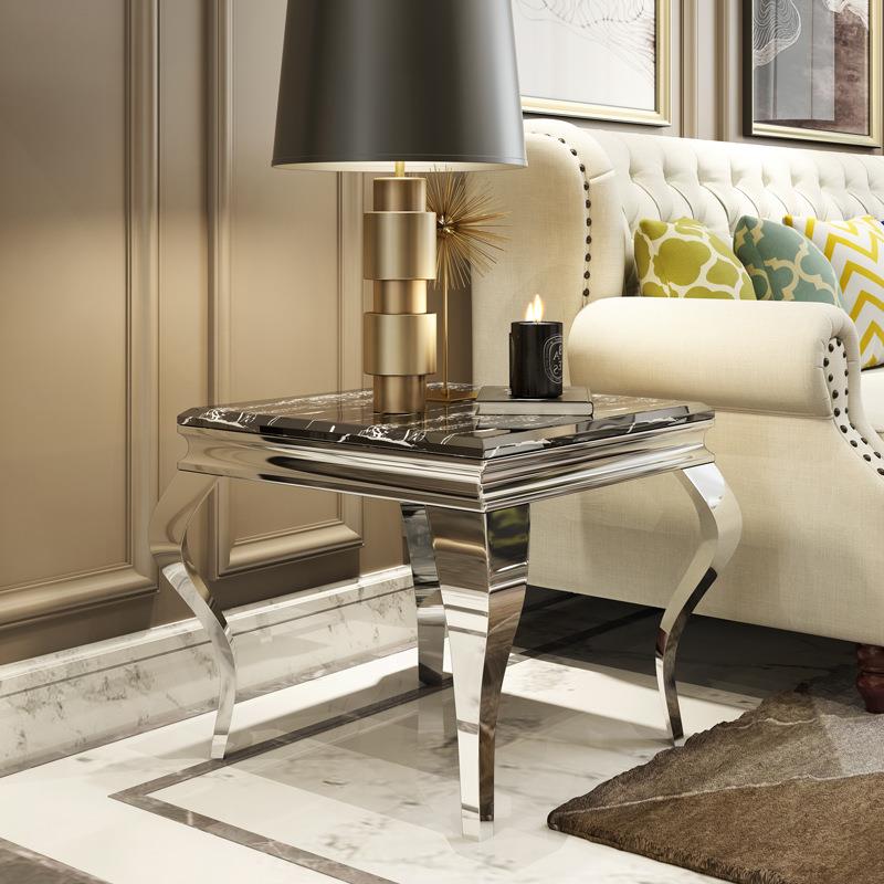 现代简约不锈边钢JOQ大理边石几欧式沙发几小户客型厅角几极简小