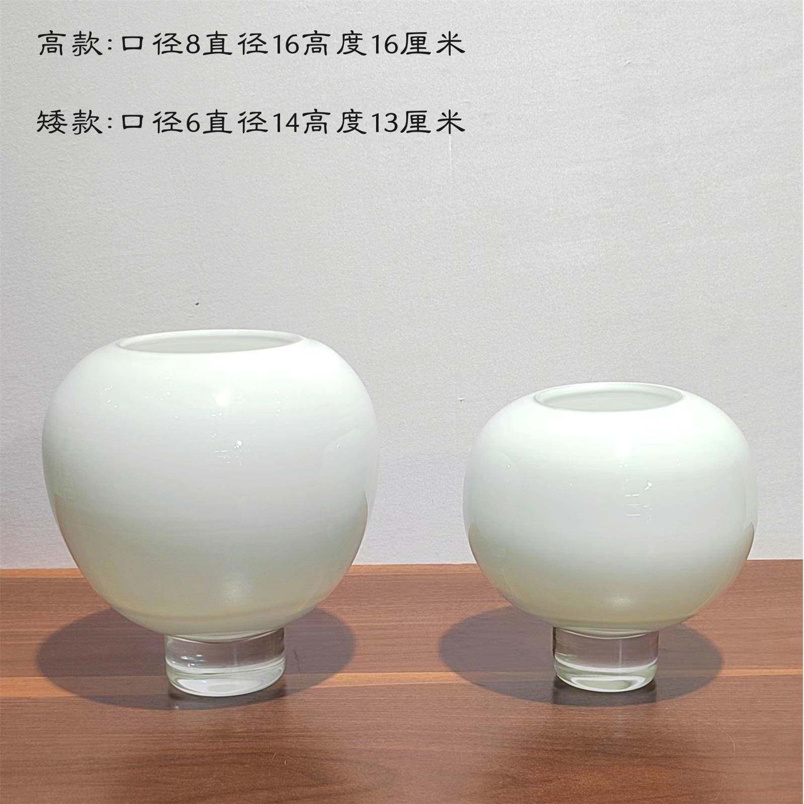 现代HZT简约面收璃口琉玻璃花摆件家居样板房餐厅桌插瓶花装饰摆