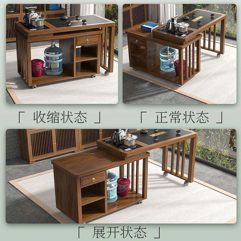 现代简木约实茶桌椅组合可旋转移功LXA泡茶台阳台家用小动户夫型