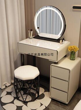 梳妆小型法式奶油风卧室现代简户约化妆桌玻化璃妆台柜斗台柜KJO