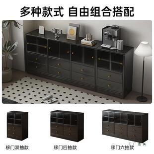 书柜储物一体靠墙置物柜客厅墙ELD柜窄柜尘沙发边柜飘窗书架防边