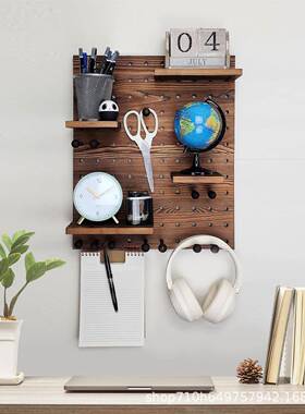 木质挂墙置物架书架带隔板储架物小型花洞钥洞板匙实木收SY-108架