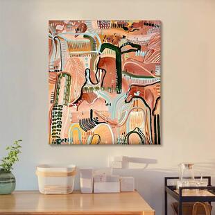 暖色艺术装饰画客抽油象肌理仿对画感客厅走廊入户关过380道正玄