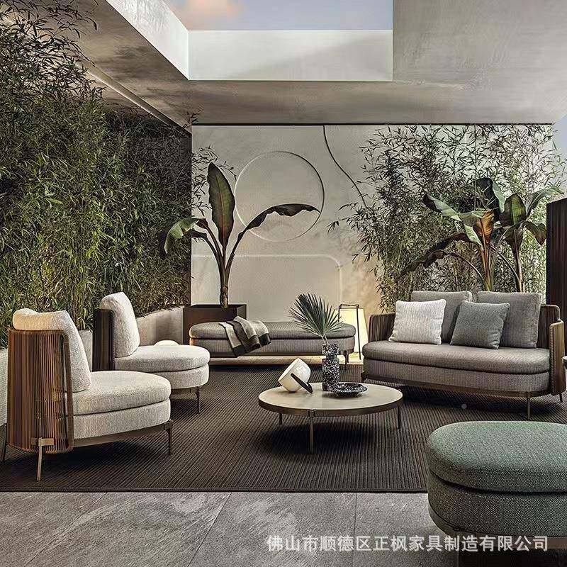 藤编户外沙发茶几组闲合藤庭院台酒店#-176-2露台餐厅休藤椅民宿