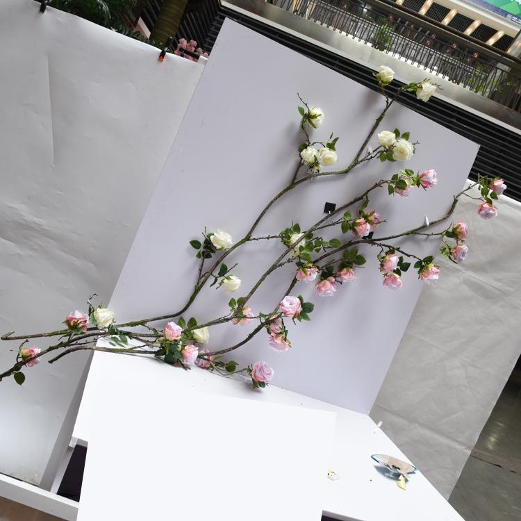 仿真玫瑰花藤假藤条塑顶料假滕藤蔓管道屋花1-627860橱窗室内装饰