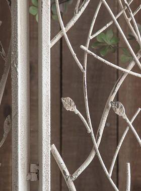 法式艺铁花纹风小CJX屏折叠三屏白色做旧效果隔断移动落地摆件