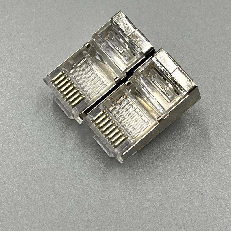 富升晶842屏康超五类蔽网络水头晶CAT5E带铁壳屏蔽网线水头1000个