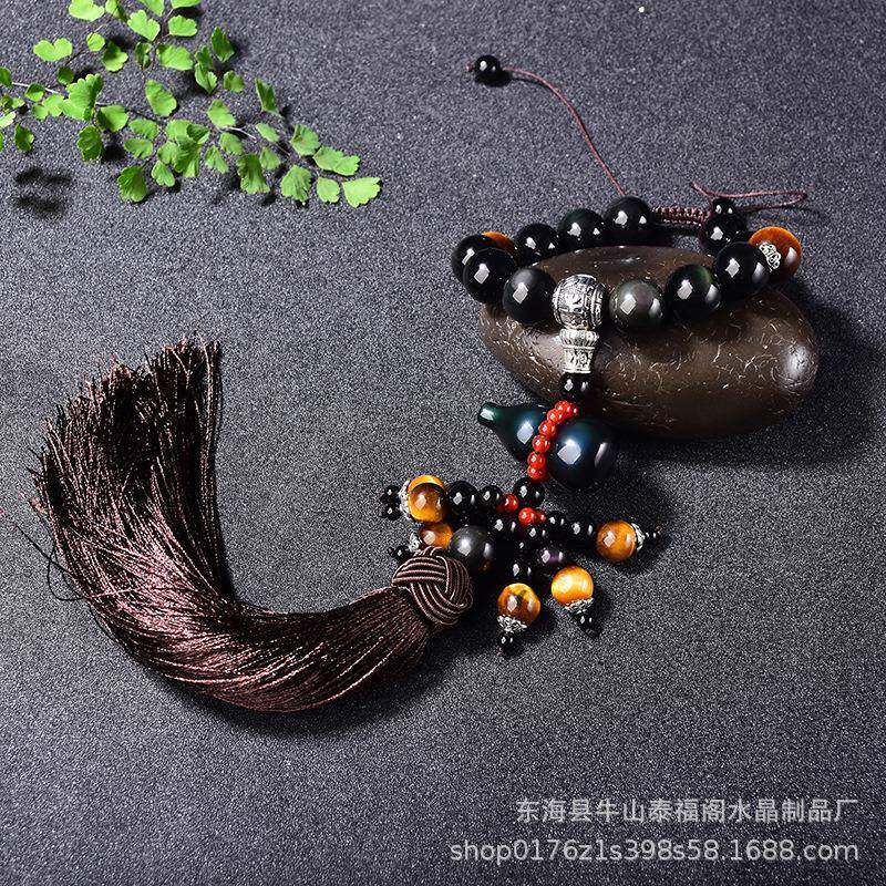 汽女车挂件然彩虹眼黑曜石天葫芦挂饰高308水晶车内吊饰保平档男