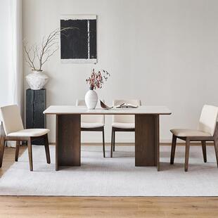 古中风德利丰洞岩板胡餐桌子石小户型实XXBB木桃色长方形现代简约