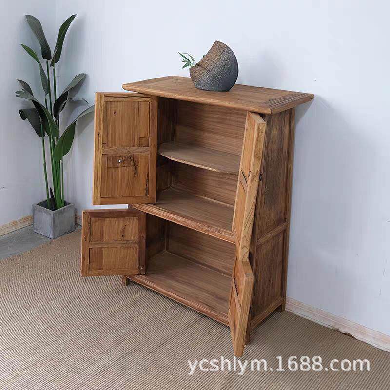 老榆木面柜条柜明式圆柜250321角柜客储物餐边复古玄关厅置物柜茶