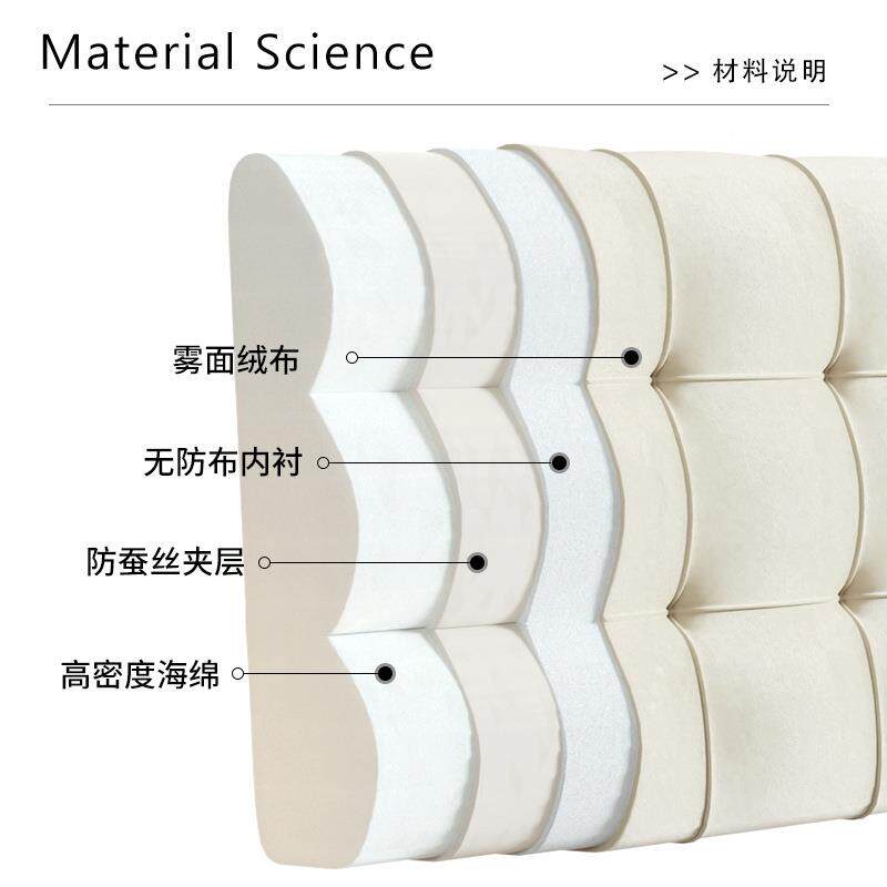 床靠头软包垫绒布靠背现代床头靠垫简洗床头靠垫免拆擦约洗款不起