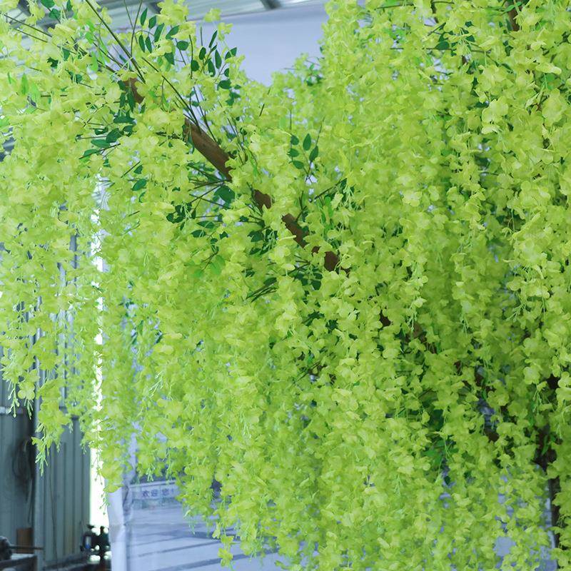 仿真假豆花树仿真窗紫藤大型植物假树商场摆件橱装饰绿色SJH紫藤