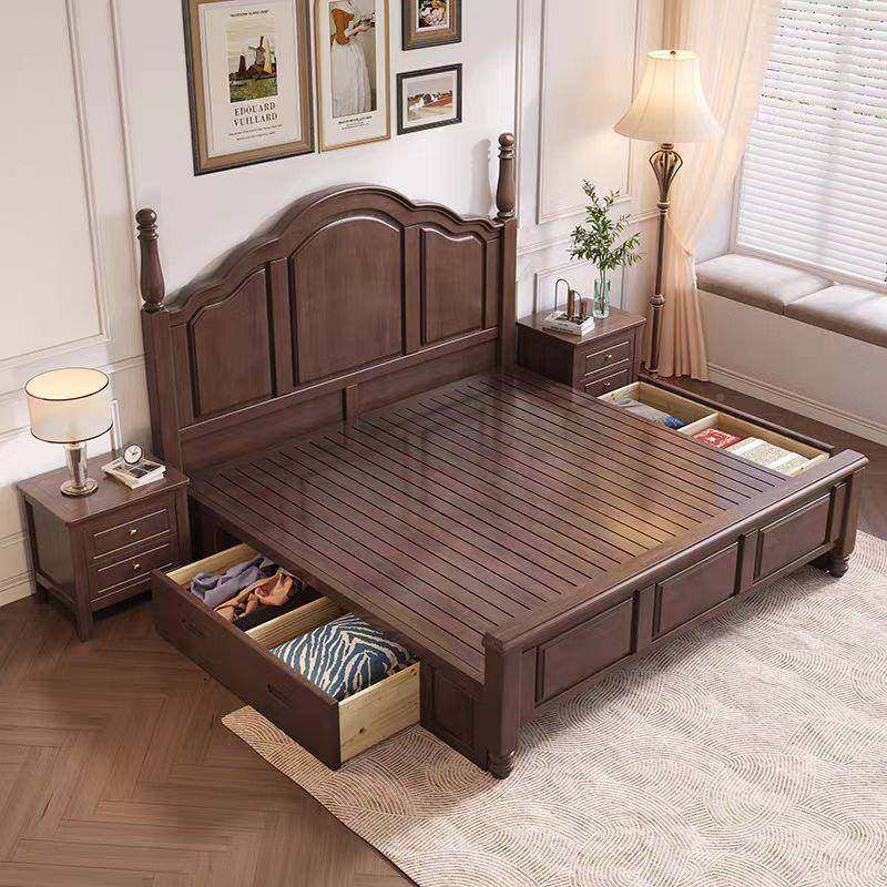 白色实木床现代简约美式复卧古奶油风女8公主床法式1.m主双zy665