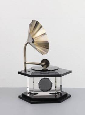 中复古玄0001留声机板房式售楼部卧室样客厅电视柜床头桌面关饰品