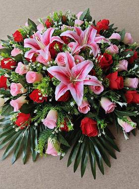 大圆餐花桌中间摆花轻花台花仿真饰花酒店饭店桌面奢tb-71322装转