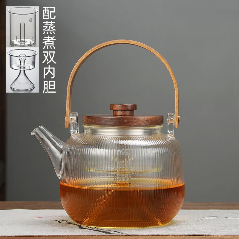 煮茶电壶玻璃养生壶耐小热耐玻璃光面苹果热蒸汽提梁壶型陶炉茶炉