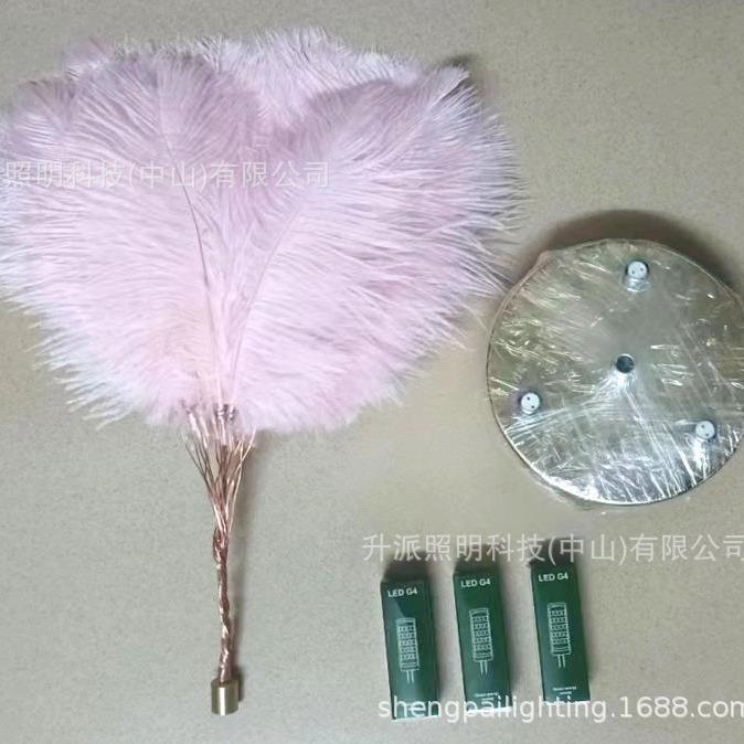 充电触摸软装LC-264摆设真羽毛台灯沙头发边床柜性鸵鸟毛个家居装