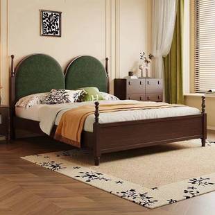 法式 代简中古约风大双床1米人8主卧公主 复古实木床樱桃色现2255