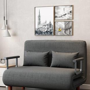 折叠沙发两用客厅多功能午网休懒沙人发省空间单床人红布艺沙0010