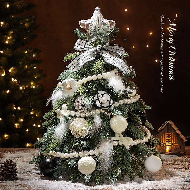 迷圣诞仿树套餐带灯真加密诺贝加密诺色贝松白发光圣诞小树桌面摆