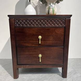 新中式实木床头柜乌金轻奢简约现代床边床边柜家用卧室储物柜收纳