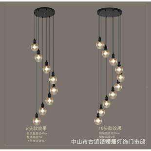 美别式创意楼梯吊灯墅复式楼梯间吊灯公65310旋转中空LED复长古寓