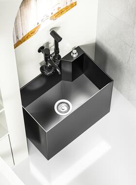 A1L不锈钢拖把池家用卫间室外阳台722洗布盆防溅拖水长方形黑色0