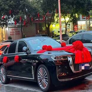 复古中式结婚布置大红花球婚车主婚车头车陪嫁车结婚红绣球