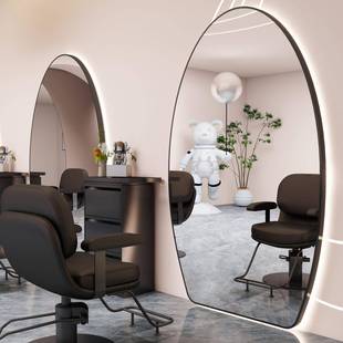 美烫发店镜网子发廊镜半圆落地椭挂墙红发廊染无品牌/理发镜网红