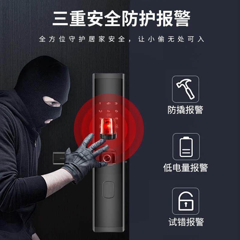 半自动指纹锁防盗门家用密码开锁解一握锁刷卡c半自动级锁芯锁指