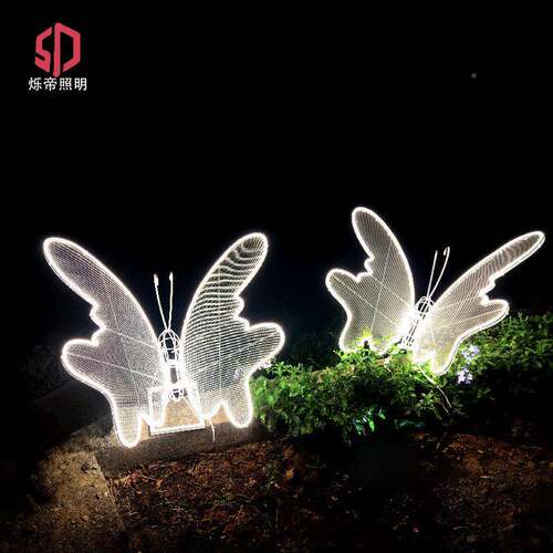 ed动态亮发光蝴蝶户外防水化装饰灯XR-HD-DG草l坪园造型灯花地插