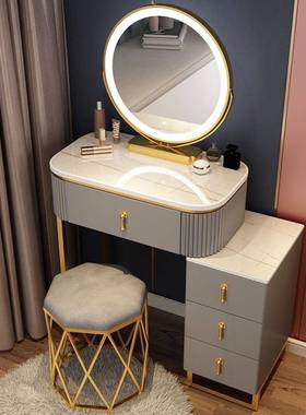 pj轻AXM奢岩板梳妆台床头纳柜体女室现代简收约一卧化妆桌小户型