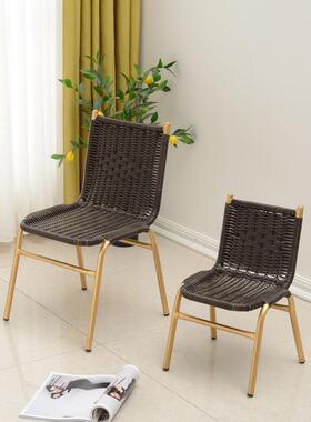 椅子小靠QFS编背椅子藤椅家用椅滕椅餐人椅单矮小号腾椅阳台藤藤龙全