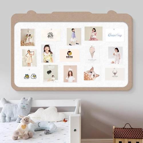 毛毡贴照片墙背景板免幼儿园作GYZ品展示板留言挂墙打墙孔照片板