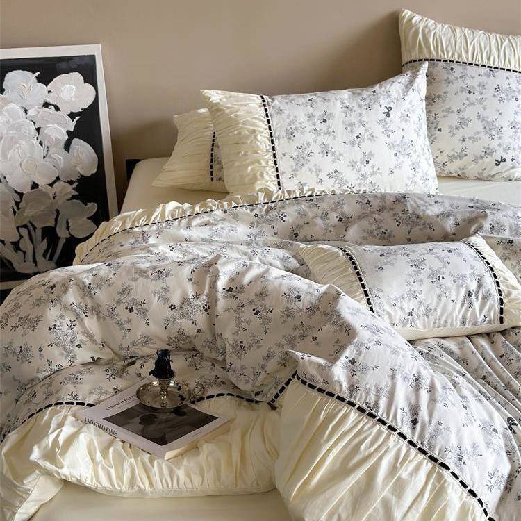 法式A类棉200支复古褶被皱套四件套纯棉长棉绒柔软全裸tb-76832睡